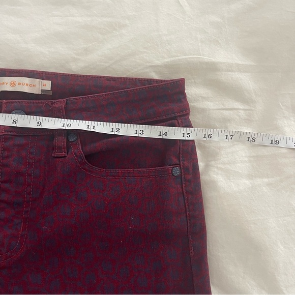 Tory Burch Straight Leg Jeans- Red Blue Floral Stretch- Size 28 - Picture 6 of 6